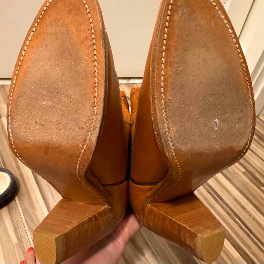 Frye Women's Tall Western Heeled Boots in Cognac Brown - Picture 6 of 14
